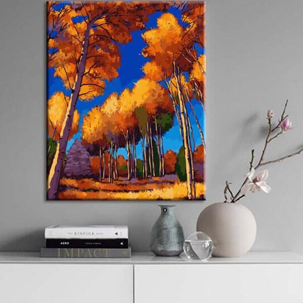 Painting by numbers art nature autumn landscape