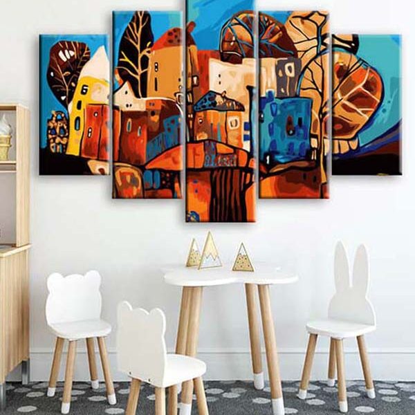 Painting by numbers nature Folkart art city 5 pieces