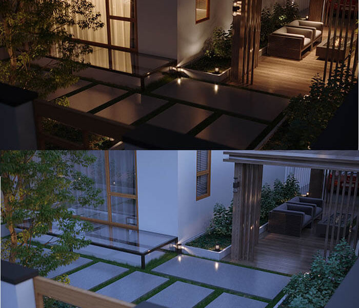 3D Architektur Rendering Nacht