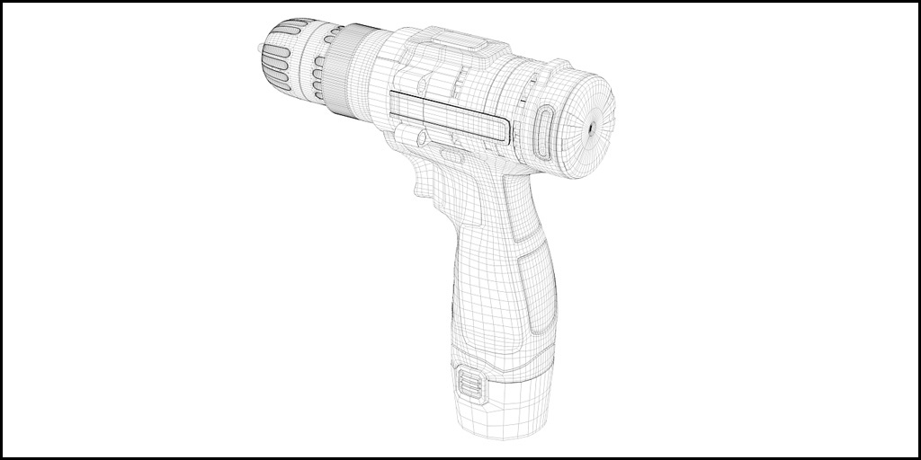 3D Modellierung-Texturierung Rendring Bohrmaschine