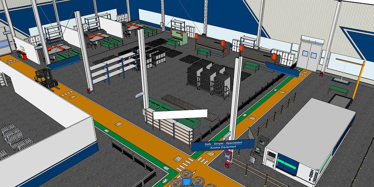 3D Technische Visualisierung Stilisiert Fabrikvisualisierung